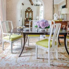 Southern HomeJanuary/February 2022 Dining-room Table With Green Chairs and Flowers
