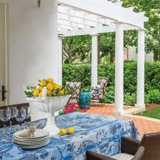 Southern Lady Southern Style Decorating OutdoorTable With Blue Table Cloth