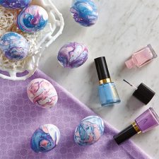 Hoffman Home & Decor Easter Style 2022 Pink Purple And Blue Colored Eggs With Fingernail Polish