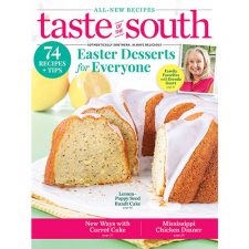 Taste Of The South March-April 2022 Cover With Lemon-Poppy Seed Bundt Cake