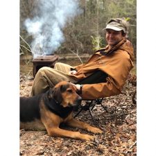 Walt Merrell Outside with Hound Dog
