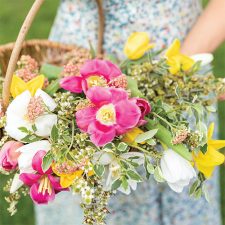 Bouquet of Pink and Yellow Flowers in A Basket Found in Entertain & Celebrate Spring 2022.jpg