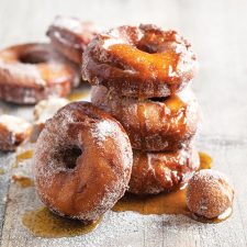 stacked apple cider donuts