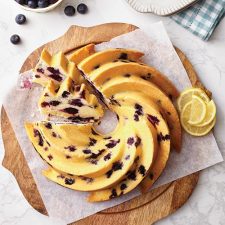 Blueberry swirled bundt cake
